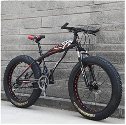 HQQ Fat Tyre Bike HQQ Adult Mountain Bikes, Boys Girls Fat Tire Mountain Trail Bike, Dual Disc Brake Hardtail Mountain Bike, High-carbon Steel Frame, Bicycle (Color : Red C, Size : 26 Inch 21 Speed)