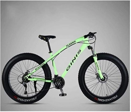 HU Fat Tyre Bike Hu 26 Inch Mountain Bicycle, High-carbon Steel Frame Fat Tire Mountain Trail Bike, Men's Womens Hardtail Mountain Bike with Dual Disc Brake (Color : Green, Size : 24 Speed Spoke)
