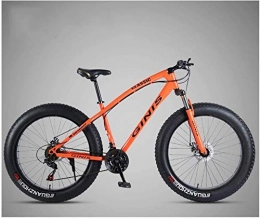 HU Fat Tyre Bike Hu 26 Inch Mountain Bicycle, High-carbon Steel Frame Fat Tire Mountain Trail Bike, Men's Womens Hardtail Mountain Bike with Dual Disc Brake (Color : Orange, Size : 30 Speed Spoke)