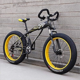 HUAQINEI Fat Tyre Bike HUAQINEI Mountain Bikes, 24 inch snow bike ultra-wide tire speed 4.0 snow bike mountain bike butterfly handle Alloy frame with Disc Brakes (Color : Black and yellow, Size : 24 speed)