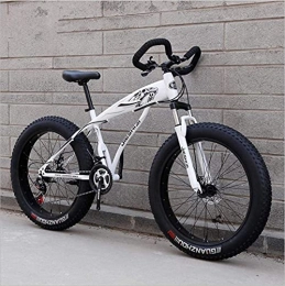 HUAQINEI Fat Tyre Bike HUAQINEI Mountain Bikes, 24 inch snow bike ultra-wide tire speed 4.0 snow bike mountain bike butterfly handle Alloy frame with Disc Brakes (Color : White black, Size : 27 speed)