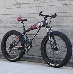 HUAQINEI Fat Tyre Bike HUAQINEI Mountain Bikes, 24 inch snow bike ultra-wide tire variable speed 4.0 snow bike mountain bike Alloy frame with Disc Brakes (Color : Asian black red, Size : 27 speed)