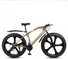HUAQINEI Fat Tyre Bike HUAQINEI Mountain Bikes, 26 inch snow beach bike disc brake super wide 4.0 tires off-road variable speed mountain bike five- wheel Alloy frame with Disc Brakes (Color : Golden, Size : 24 speed)