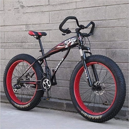 HUAQINEI Fat Tyre Bike HUAQINEI Mountain Bikes, 26 inch snow bike super wide tire variable speed 4.0 snow bike mountain bike butterfly handle Alloy frame with Disc Brakes (Color : Black red, Size : 21 speed)