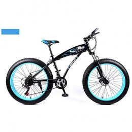 HY-WWK Fat Tyre Bike HY-WWK Adults Mountain Bike, Bold Shock Absorption 24 / 26 inch Snow Beach Bike 4.0 Fat Tires 21 / 24 / 27 Speed Dual Disc Brake, Blue, A 21 Speed, Blue