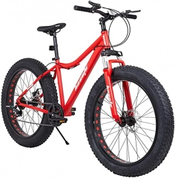 JieDianKeJi Fat Tire Mens Mountain Bikes, 26 inch 27 Speed Double Disc Brake Snow Bike, Suspension Fork High-Carbon Steel Frame Sand Bike
