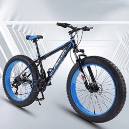 JLFSDB Fat Tyre Bike JLFSDB Mountain Bike, 26'' Wheel Bicycles 24 Speeds MTB Lightweight Carbon Steel Frame Disc Brake Front Suspension (Color : Blue)