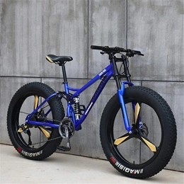 JSY Fat Tyre Bike JSY Blue Three cutter wheel 26 inch off-road bicycles, fat tires high carbon steel suspension youth men and women mountain bikes, Adult Dual disc brake men and women mountain bikes (21-speed)