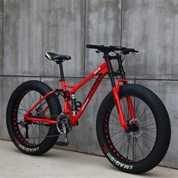 JSY Fat Tyre Bike JSY Red Spoke wheel 26 inch off-road bicycles, fat tires high carbon steel suspension youth men and women mountain bikes, Adult Dual disc brake men and women mountain bikes (21-speed)