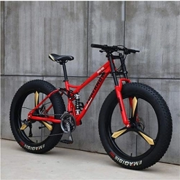 JSY Fat Tyre Bike JSY Red Three cutter wheel 26 inch off-road bicycles, fat tires high carbon steel suspension youth men and women mountain bikes, Adult Dual disc brake men and women mountain bikes (21-speed)