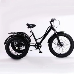 KRCO Bike KRCO 24 inch Adult Tricycle, 7 Speed Cruiser Trike, All Terrain Fat Tire 3 Wheel Bikes with Large Basket for Seniors, Women, Men, Adult Trikes for Shopping Picnic Outdoor Sports (Métal : Black)