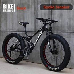 KT Mall Fat Tyre Bike KT Mall 26 In Mountain Bike for Adult Fat Tire Mountain Bike with 21-Speed Shock-Absorbing Dual-Disc All Terrain Bicycle Applicable 5.7-6.3 Feet, black