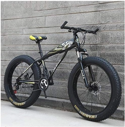 Kytwn Bike Kytwn Adult Mountain Bikes, Boys Girls Fat Tire Mountain Trail Bike, Dual Disc Brake Hardtail Mountain Bike, High-carbon Steel Frame, Bicycle (Color : Yellow B, Size : 24 Inch 21 Speed)