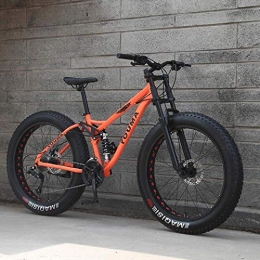 LAMTON Fat Tyre Bike LAMTON Men's Mountain Bikes, 26Inch Fat Tire Hardtail Snowmobile, Dual Suspension Frame And Suspension Fork All Terrain Mountain Bicycle Adult (Color : Orange, Size : 21Speed)