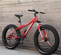 LAMTON Fat Tyre Bike LAMTON Mountain Bikes, 26Inch Fat Tire Hardtail Snowmobile, Dual Suspension Frame And Suspension Fork All Terrain Men's Mountain Bicycle Adult (Color : Red 2, Size : 24Speed)