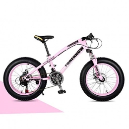 Langlin Fat Tyre Bike Langlin 24" Mountain Bike Bicycle Comfort Fat Tire Bikes Beach Snow All Terrain Bike Variable Speed Bicycle High Carbon Steel Frame Double Disc Brake, pink, 24 inch 7 speed