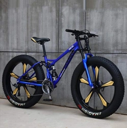Langlin Fat Tyre Bike Langlin Mountain Bike 26 Inch 7 / 21 / 24 / 27 Speed Bike High Carbon Steel Frame Double Disc Brake System Fat Tire Variable Speed Mens Mountain Bicycle, blue, 27 speed