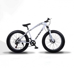 LHSUNTA Bike LHSUNTA 26 Inch Fat Tire Hardtail Mountain Bike, Dual Suspension Frame And Suspension Fork All Terrain Mountain Bicycle, Men's And Women Adult, 21 speed, White spoke