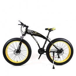 LISI Fat Tyre Bike LISI 24 inch mountain bike snowmobile wide tire disc shock absorber student bicycle 21 speed gear for 145CM-175cm, Yellow