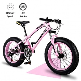 LJJ Bike LJJ 26 Inch Fat Tire Mountain Bike Hardtail, Double Disc Brake High Carbon Steel Frame, 21 / 24 / 27 Speed With Front Suspension Adjustable Seat For Adult