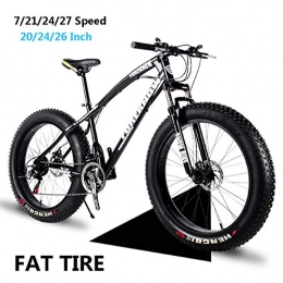 LJJ Fat Tyre Bike LJJ Mountain Bike for Adults Men And Women, High Carbon Steel Frame, Hardtail Mountain Bikes, Mechanical Disc Brake, 20 / 24 / 26 Inch Fat Tire 7 / 21 / 24 / 27 speeds