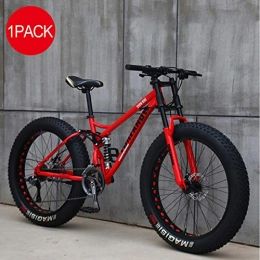 LLEH Fat Tyre Bike LLEH 26 inch Mountain Bike, 4.0 Fat Tire Bike Adult Bike for Men and Women Outdoor Cycling Travel Work Out and Commuting, red, 24 speed