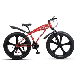 Lovexy Fat Tyre Bike Lovexy 26 inch 21 / 24 / 27 Speed Mountain Bike with Front Suspension Fork, High Carbon Steel Frame Road Bike with Daul Disc Brakes Suitable for Outdoor Sports and Commuting(Black / Red)