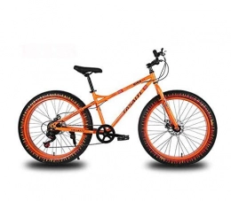 LUO Fat Tyre Bike LUO Bicycle, 26 inch Mountain Bike for Adults, Dual Disc Brake Fat Tire Mountain Trail Bicycle, Hardtail Mountain Bike, High-Carbon Steel Frame, White, 27 Speed, Orange, 21 Speed