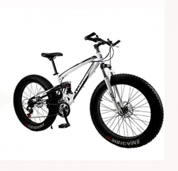 LUO Bike LUO Bicycle, Fat Tire Mountain Bike Bicycle for Men Women, with Full Suspension MBT Bikes Lightweight High Carbon Steel Frame and Double Disc Brake, E, 26 inch 7 Speed, B, 24 inch 24 Speed
