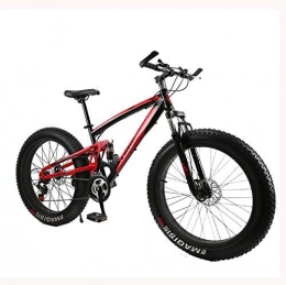 LUO Bike LUO Bicycle, Fat Tire Mountain Bike Bicycle for Men Women, with Full Suspension MBT Bikes Lightweight High Carbon Steel Frame and Double Disc Brake, E, 26 inch 7 Speed, B, 24 inch 27 Speed