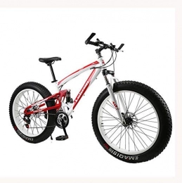 LUO Bike LUO Bicycle, Fat Tire Mountain Bike Bicycle for Men Women, with Full Suspension MBT Bikes Lightweight High Carbon Steel Frame and Double Disc Brake, E, 26 inch 7 Speed, C, 24 inch 24 Speed