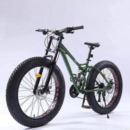 LUO Bike LUO Bike，Adult Fat Tire Mountain Bike, Full Suspension Off-Road Snow Bikes, Double Disc Brake Beach Cruiser Bicycle, Student Highway Bicycles, 26 inch Wheels, Orange, 24 Speed, Green, 21 Speed