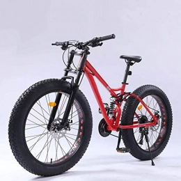 LUO Bike LUO Bike，Adult Fat Tire Mountain Bike, Full Suspension Off-Road Snow Bikes, Double Disc Brake Beach Cruiser Bicycle, Student Highway Bicycles, 26 inch Wheels, Orange, 24 Speed, Red, 21 Speed