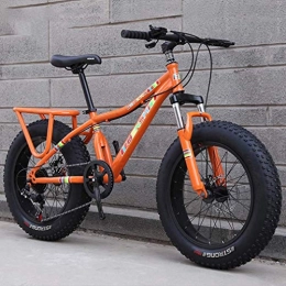 LUO Bike LUO Bike, Child Fat Tire Mountain Bike, Beach Snow Bike, Double Disc Brake Cruiser Bikes, Lightweight High-Carbon Steel Frame Bicycle, 20 inch Wheels, Orange, 21 Speed, Orange, 7 Speed