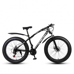 LUO Bike LUO Bike，Mens Adult Fat Tire Mountain Bike, Variable Speed Snow Bikes, Double Disc Brake Beach Bicycle, 26 inch Wheels Cruiser Bicycles, Silver, 24 Speed, Black, 24 Speed