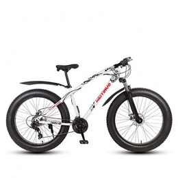 LUO Fat Tyre Bike LUO Bike，Mens Adult Fat Tire Mountain Bike, Variable Speed Snow Bikes, Double Disc Brake Beach Bicycle, 26 inch Wheels Cruiser Bicycles, Silver, 24 Speed, White, 27 Speed