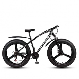 LUO Bike LUO Bike，Mens Adult Fat Tire Mountain Bike, Variable Speed Snow Bikes, Double Disc Brake Beach Cruiser Bicycle, 26 inch Magnesium Alloy Integrated Wheels, Silver, 24 Speed, Black, 21 Speed