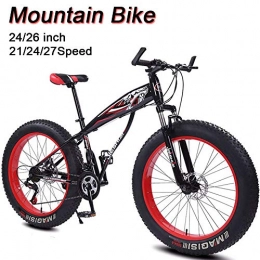 LYRWISHJD Bike LYRWISHJD 26 Inch Wheels Mountain Trail Bike High-Carbon Steel Frame MTB Beach Bike with 4.0 Inch Thick And Thick Snow Tires Bold Shock Absorber Fork Non-slip Pedals (Color : 21 Speed, Size : 24inch)