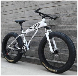 Lyyy Fat Tyre Bike Lyyy Adult Mountain Bikes, Boys Girls Fat Tire Mountain Trail Bike, Dual Disc Brake Hardtail Mountain Bike, High-carbon Steel Frame, Bicycle YCHAOYUE (Color : White a, Size : 24 Inch 27 Speed)