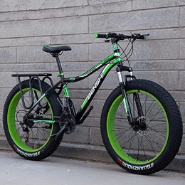 LZHi1 Fat Tyre Bike LZHi1 24 Inch 27 Speed Fat Tire Men Mountain Bike, Aldult Mountain Trail Bike With Suspension Fork And Dual Disc Brakes, Outdoor Beach Snow Bike(Color:Black green)