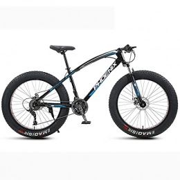 LZHi1 Fat Tyre Bike LZHi1 26 Inch Fat Tire Mountain Bike With Suspension Fork, 24 Speed Adult Mountain Bicycle With Dual Disc Brakes, Outdoor Sports Snow Mountain Bicycle For Adult Men Women(Color:Black blue)