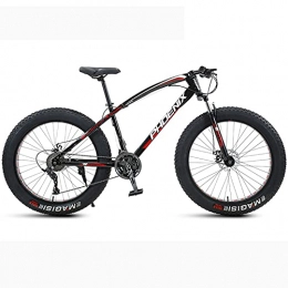 LZHi1 Fat Tyre Bike LZHi1 26 Inch Fat Tire Mountain Bike With Suspension Fork, 24 Speed Adult Mountain Bicycle With Dual Disc Brakes, Outdoor Sports Snow Mountain Bicycle For Adult Men Women(Color:Black red)
