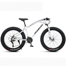 LZHi1 Fat Tyre Bike LZHi1 26 Inch Fat Tire Mountain Bike With Suspension Fork, 24 Speed Adult Mountain Bike Anti-Slip Bike With Dual Disc Brakes, Outdoor Sports Snow Mountain Bicycle For Men And Women(Color:White black)
