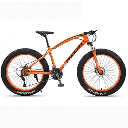 LZHi1 Fat Tyre Bike LZHi1 26 Inch Fat Tire Mountain Bikes For Women And Men, 24 Speed High Carbon Steel Adult Mountain Bike With Dual Disc Brakes, Outdoor Sports Snow Mountain Bicycle(Color:Black orange)