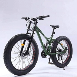 MAMINGBO Bike MAMINGBO Adult Fat Tire Mountain Bike, Full Suspension Off-Road Snow Bikes, Double Disc Brake Beach Cruiser Bicycle, Student Highway Bicycles, 26 Inch Wheels, Size:27 speed, Colour:Green