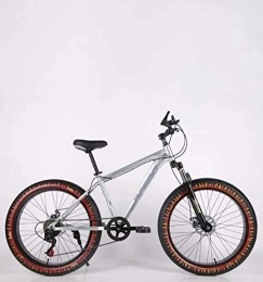 WJSW Fat Tyre Bike Mens Adult Fat Tire Mountain Bike, Double Disc Brake Beach Snow Bicycle, High-Carbon Steel Frame Bikes, 26 Inch Flame Wheels