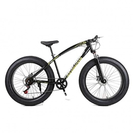 FJW Fat Tyre Bike Mens' Mountain Bike, 26 inch Fat Tire Road Bicycle Snow Bike Beach Bike High-carbon Steel Frame, 7 / 21 / 24 / 27 speed With Disc Brakes and Suspension Fork, Black, 21Speed