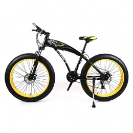 FJW Fat Tyre Bike Mens Mountain Bike 7 / 21 / 24 / 27 Speeds, 26 inch Fat Tire Road Bicycle Snow Bike Pedals with Disc Brakes and Suspension Fork, BlackYellow, 21Speed