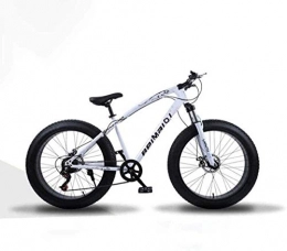 MG Fat Tyre Bike MG Mountain Bikes, 26 Inch Fat Tire Hardtail Mountain Bike, Dual Suspension Frame and Fork All Terrain Bicycle, Men's and Women Adult 6-6, White spoke, 7 speed