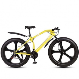 MIAOYO Bike MIAOYO Mountain Bikes 26-Inch, Adult Fat Tire Bicycle, Full Suspension Aluminum Frame, Men's Dual Disc Brake All Terrain Mountain Bike, Yellow, 21 speed